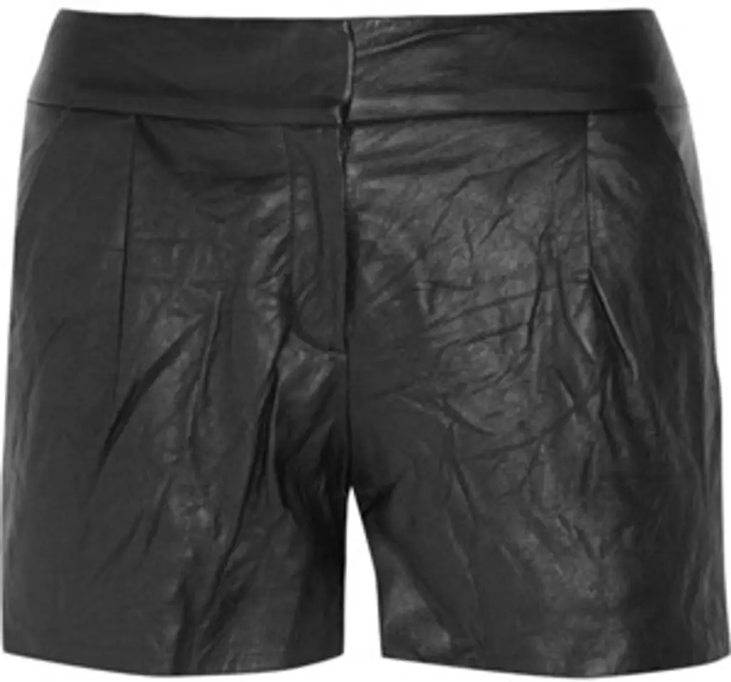Theory Pepin Crinkled-Leather Shorts