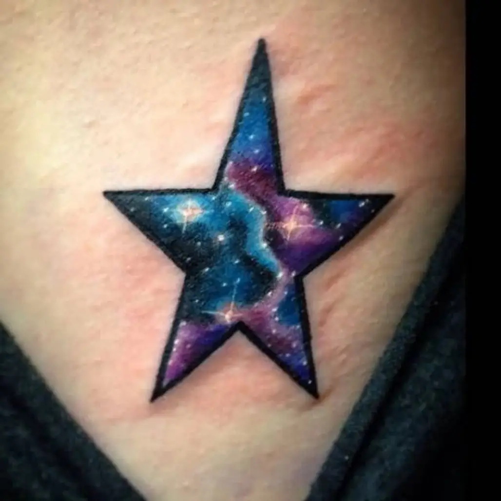 Tattoo, Star, Arm, Astronomical object, Neck,