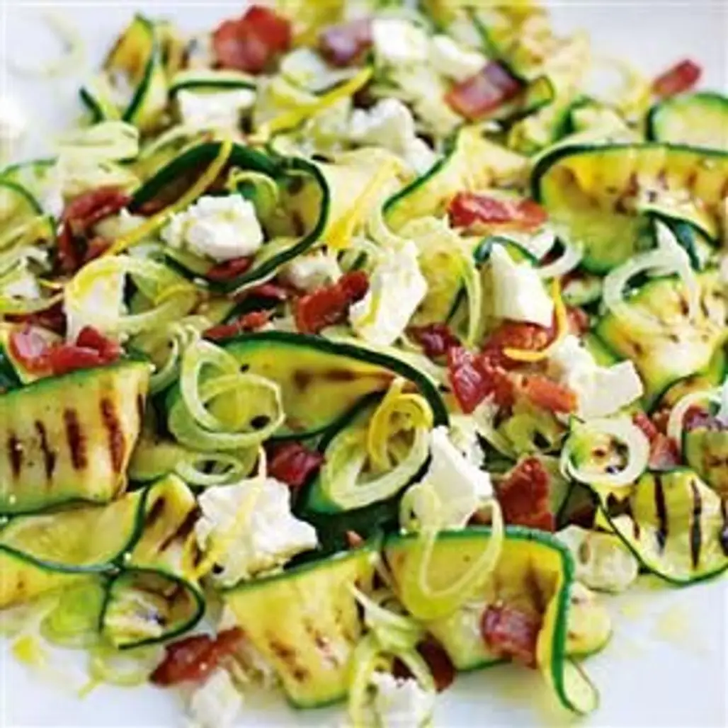 Warm Salad of Griddled Zucchini, Fennel, Goat’s Cheese and Bacon