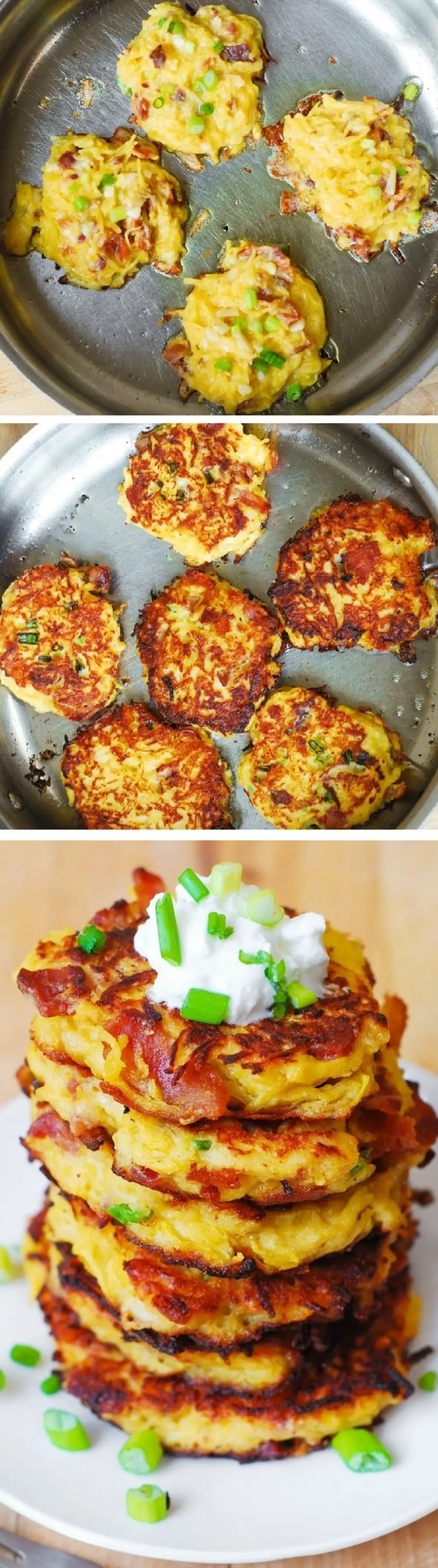 Bacon, Spaghetti Squash and Parmesan Fritters