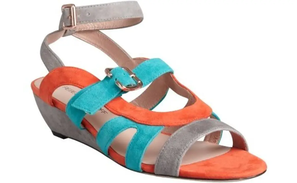 Turquoise and Orange Suede Cutout Ankle Strap 'Nella' Wedge by Rebecca Minkoff