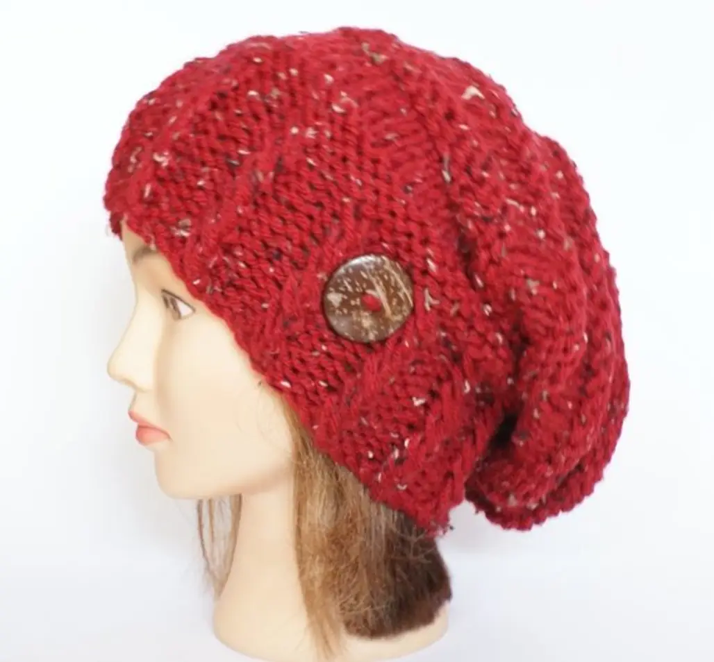 Red Tweed Slouch Hat Women