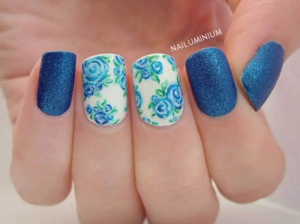 Blue Flowers and Glitter