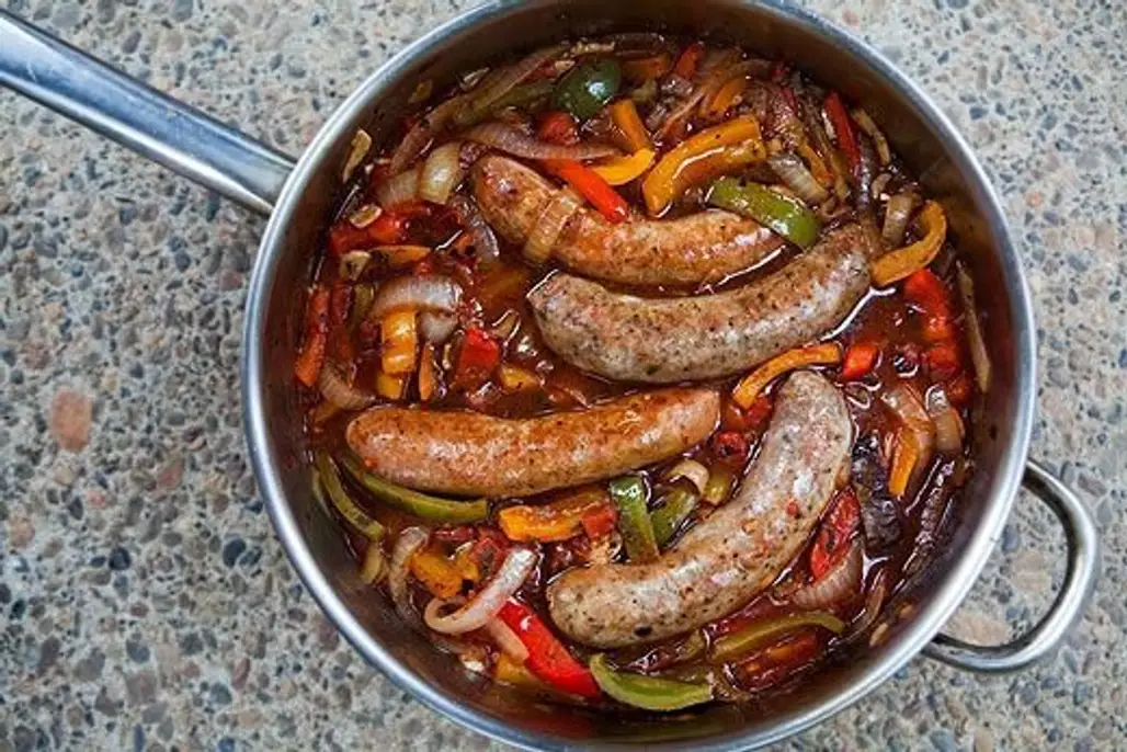 Italian Sausages Cooked with Bell Peppers