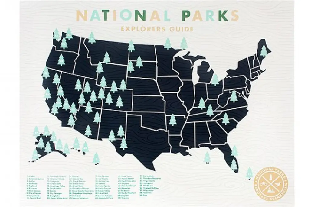 National Parks Sticker Map