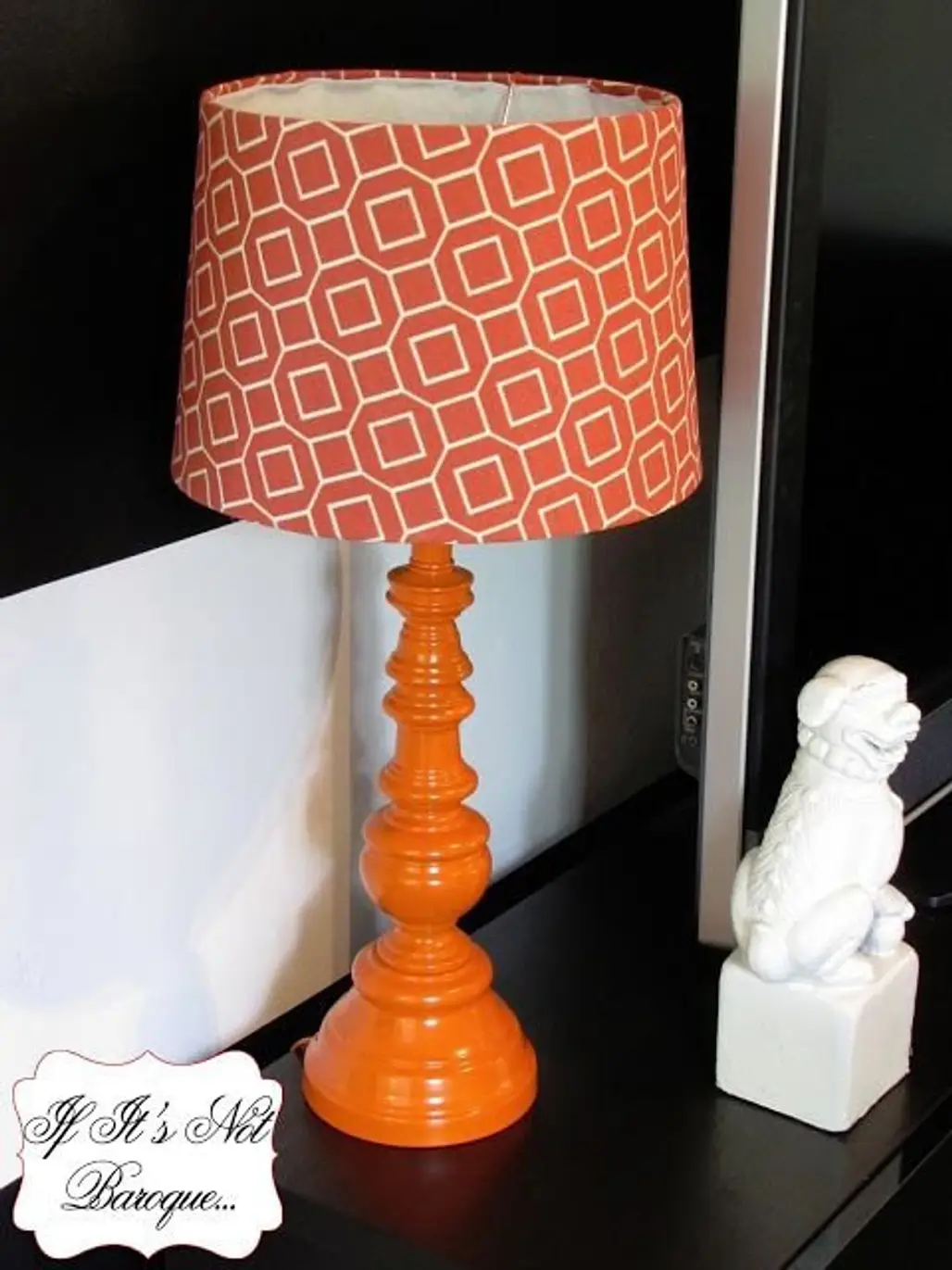 Brass Lamp Makeover with Orange