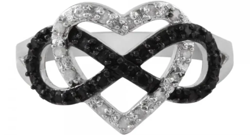 Black and White Heart Infinity Ring