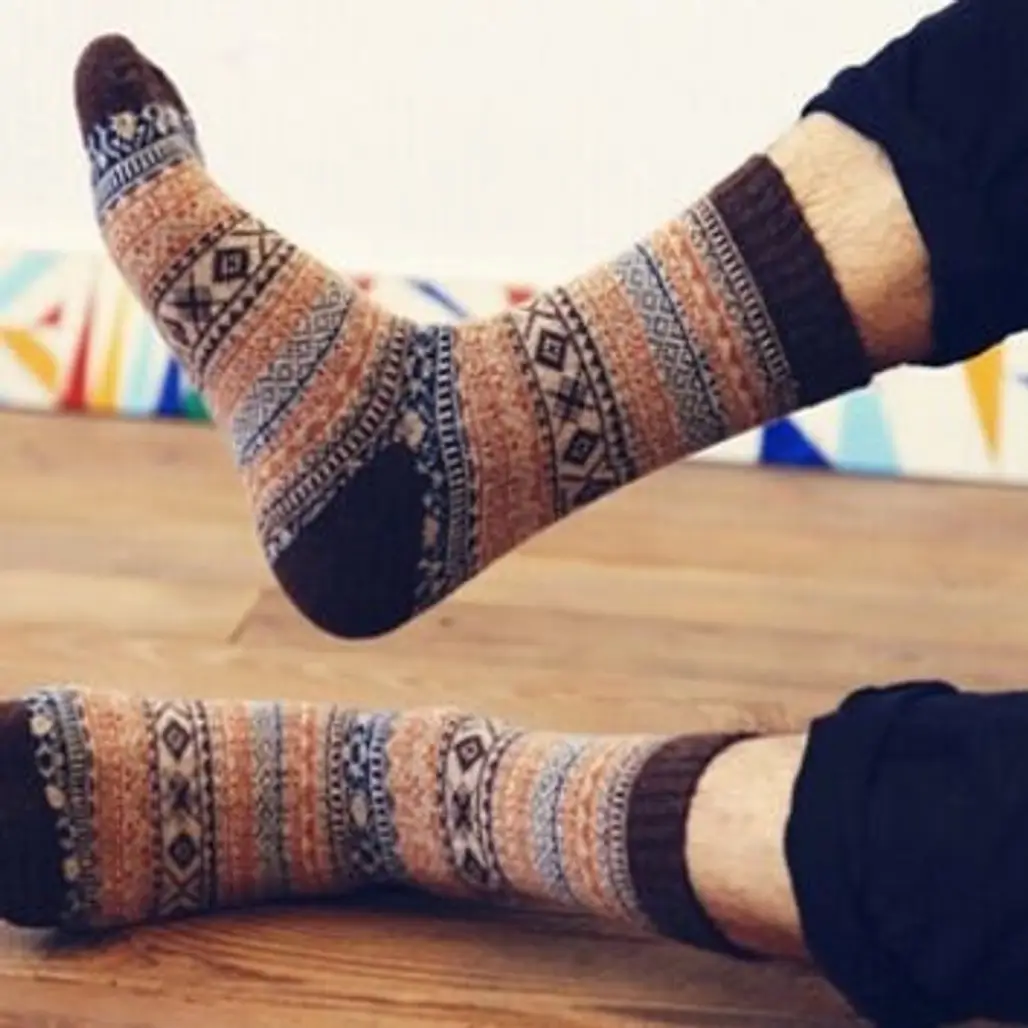 Stylish Vintage Tribal Pattern Wool Socks for Men