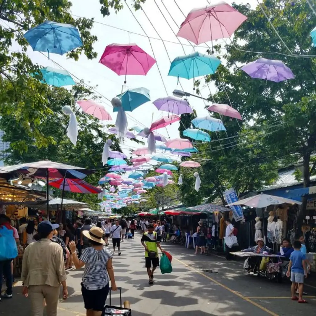 public space, umbrella, market, city, fair,