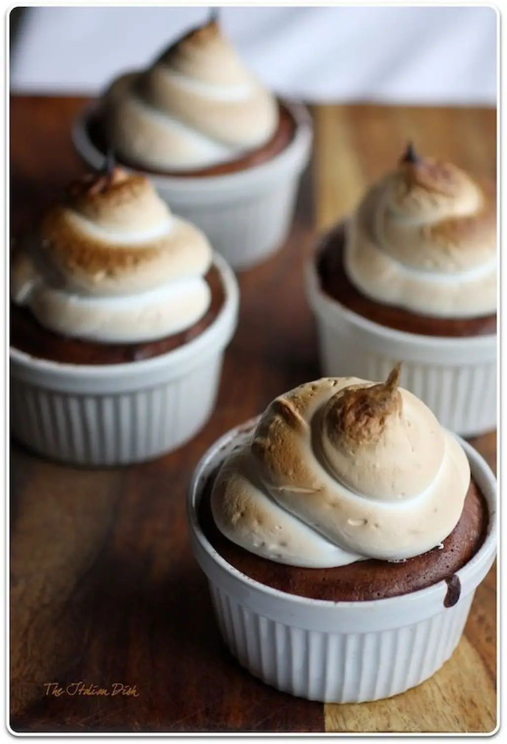 Warm Chocolate Cakes with Toasted Marshmallow Meringue