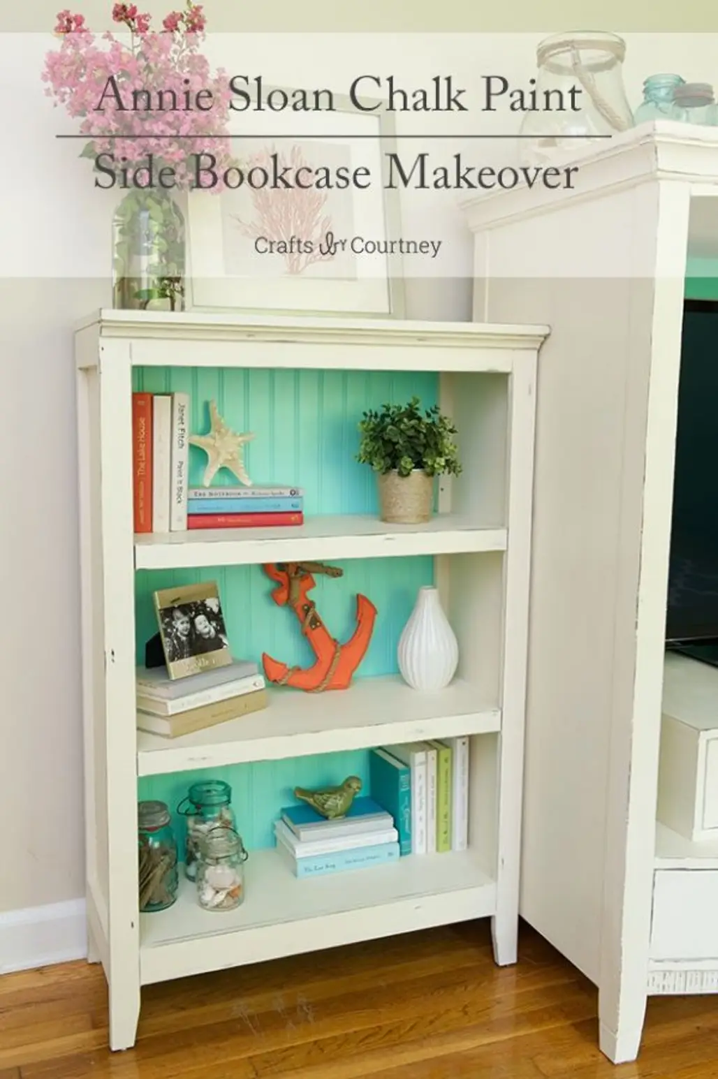 Paint a Bookcase with Coastal Colors and Add Nautical Accessories