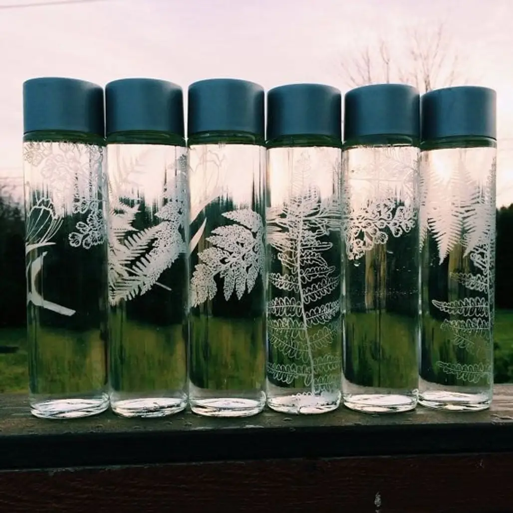 Etched Glass Water Bottles