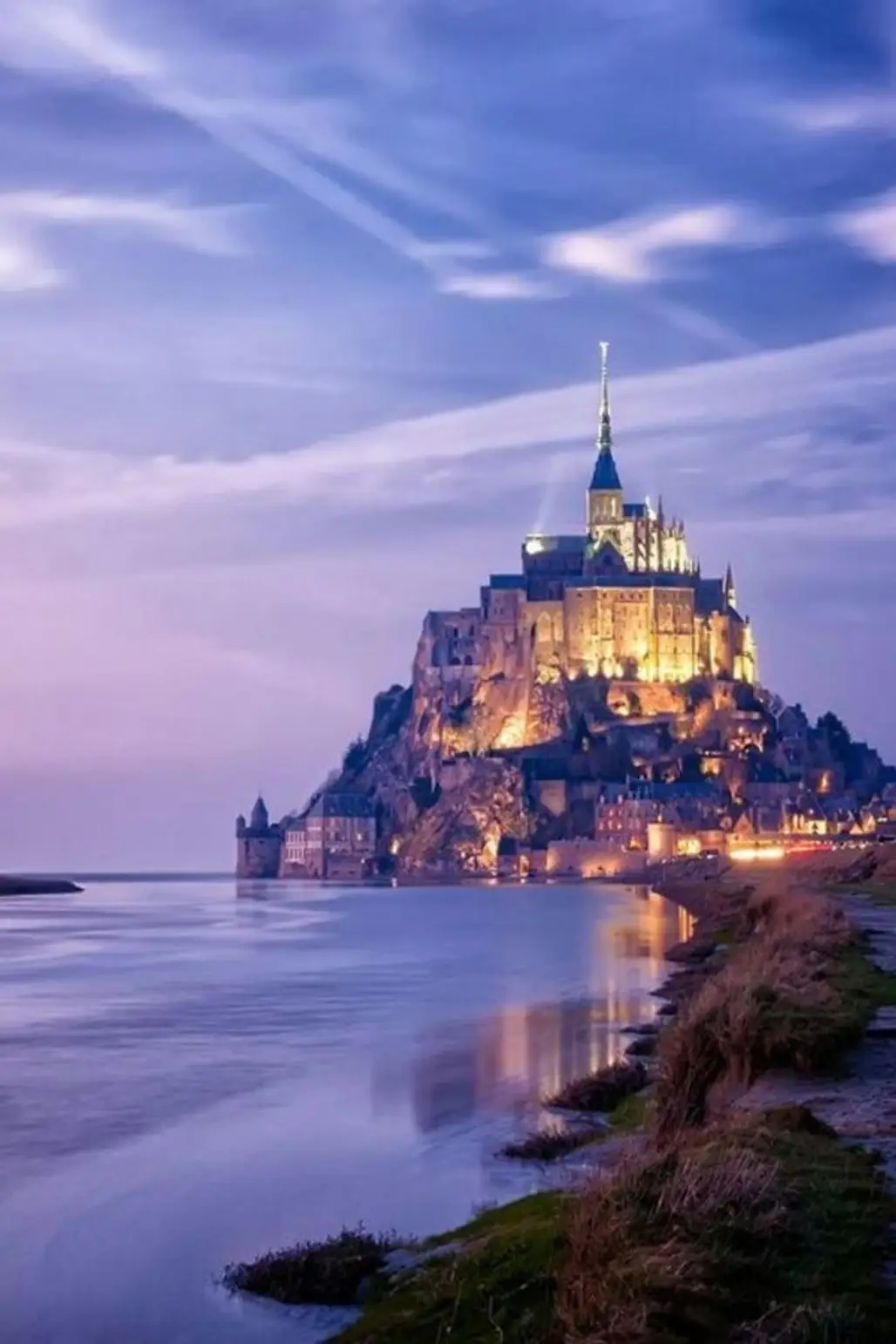 Mont Saint-Michel,reflection,landmark,sea,coast,