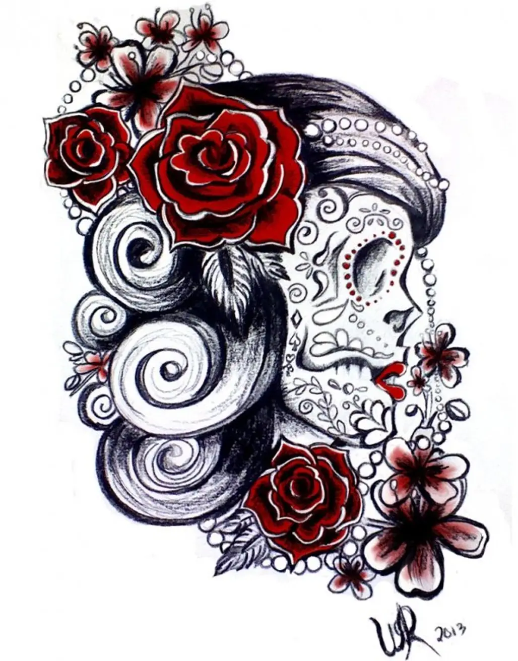 Amazon.com: Mama by Big Ceeze Mexican Lady Sugar Skull Tattoo Portrait Wall  Art Poster Print: Posters & Prints