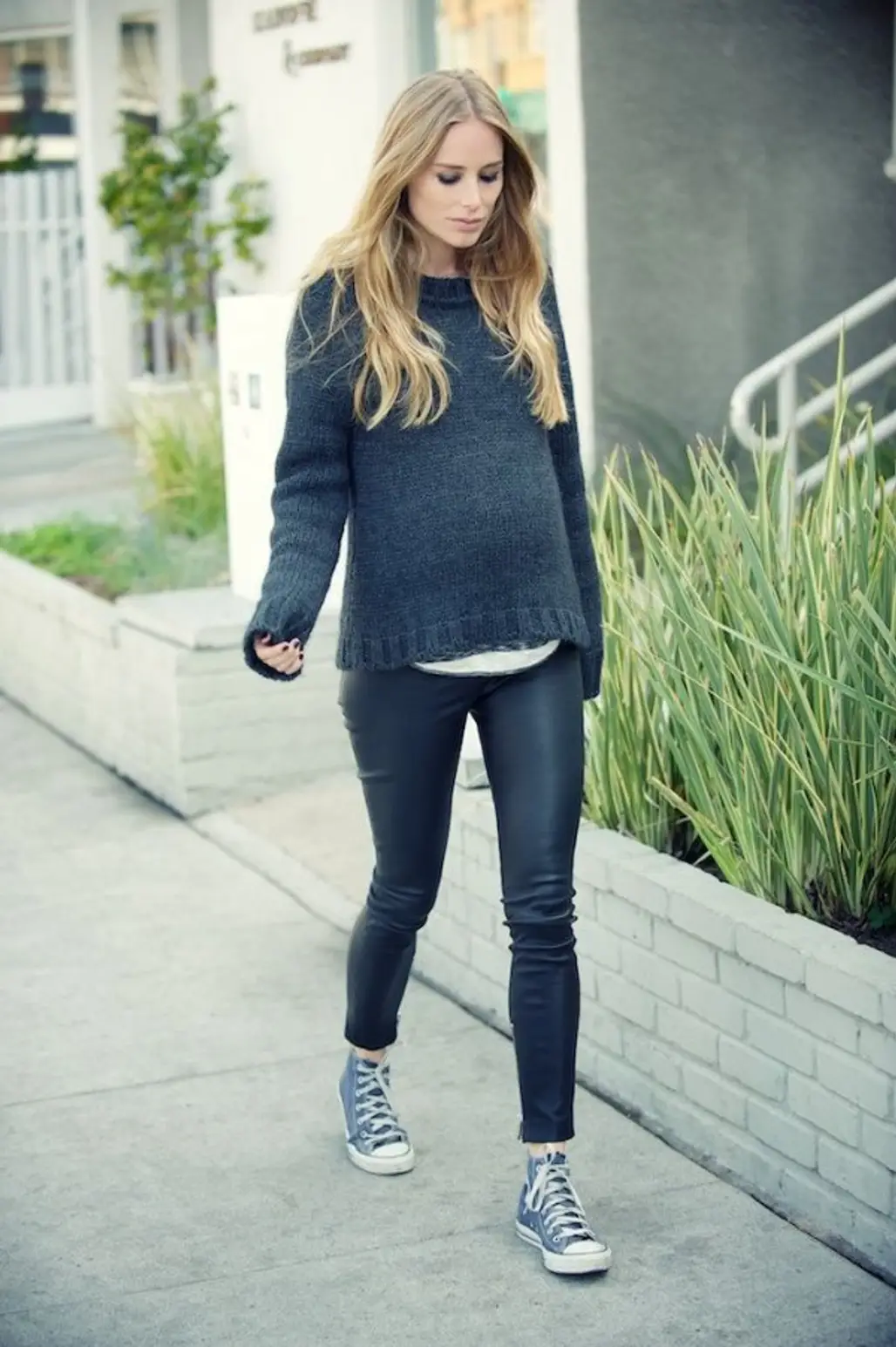 Leather Pants and Knit Sweater