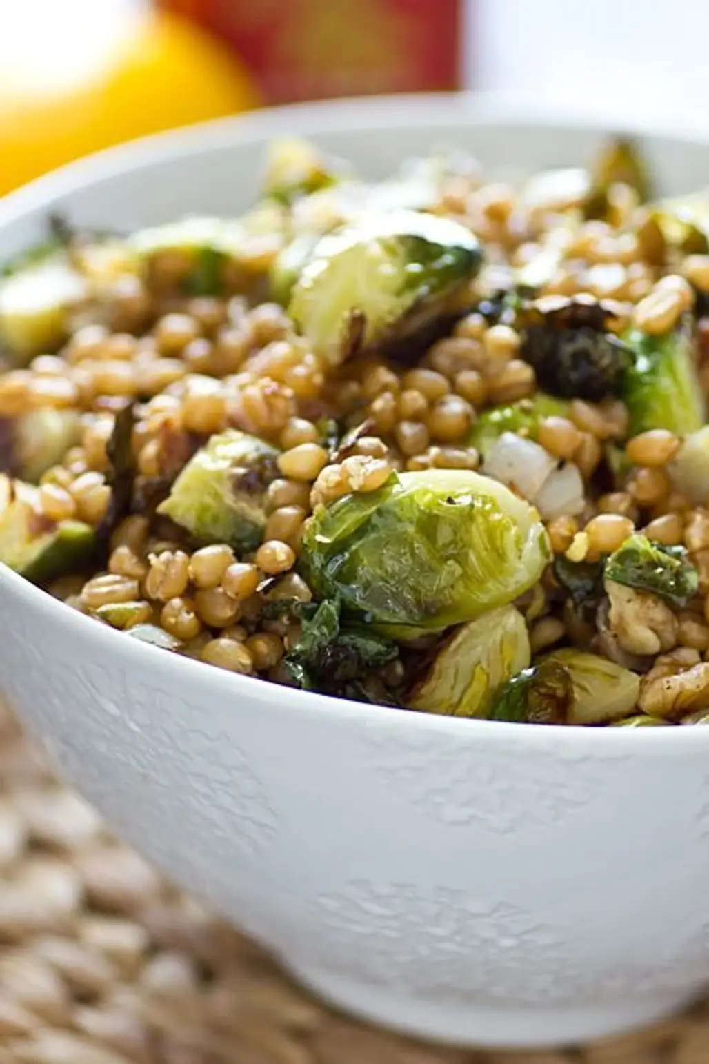 Lemony Wheat Berries with Roasted Brussel Sprouts