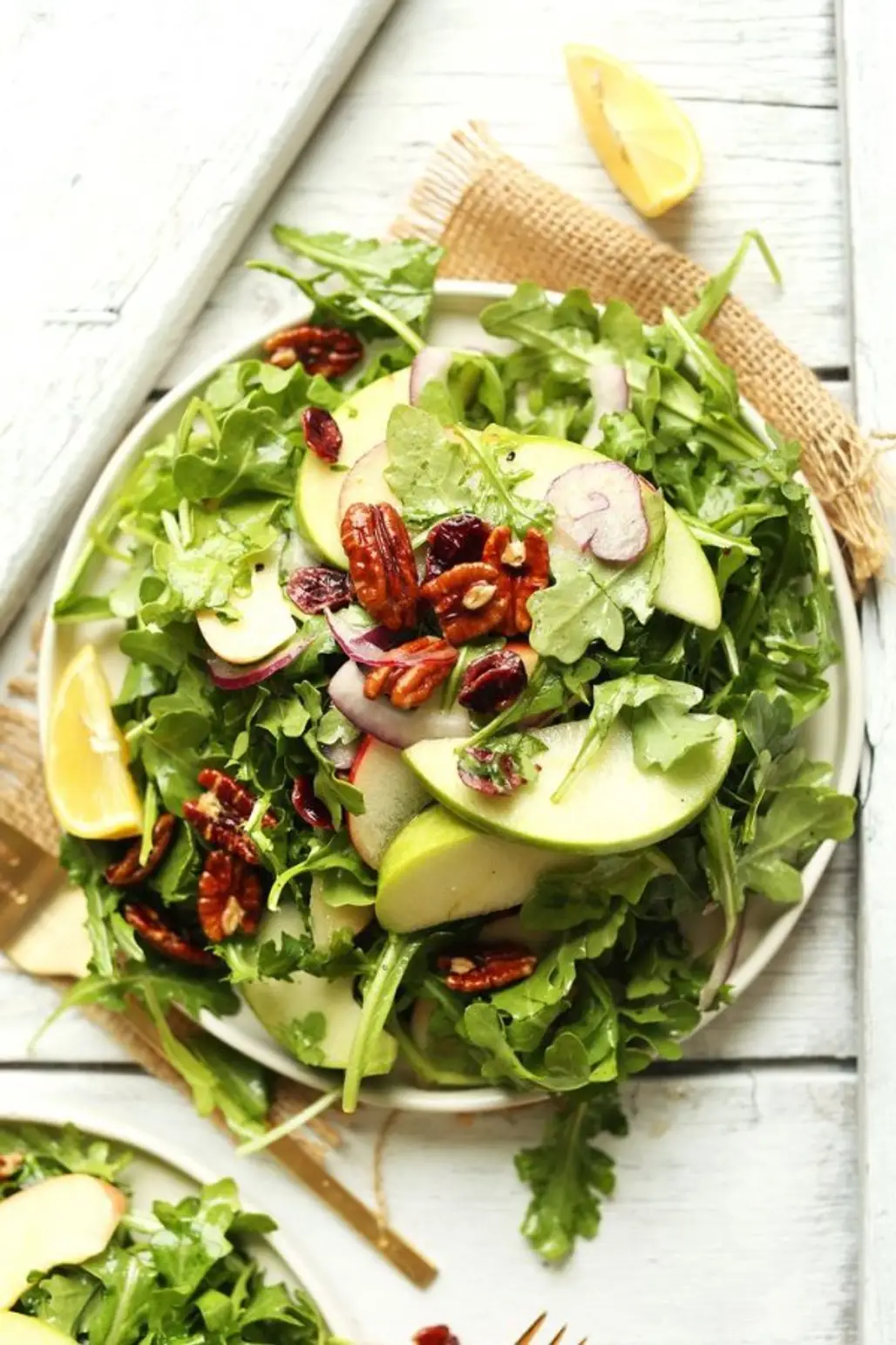 Arugula Salad with Pecans, Apples, Cranberries, and a Vibrant Lemon Vinaigrette