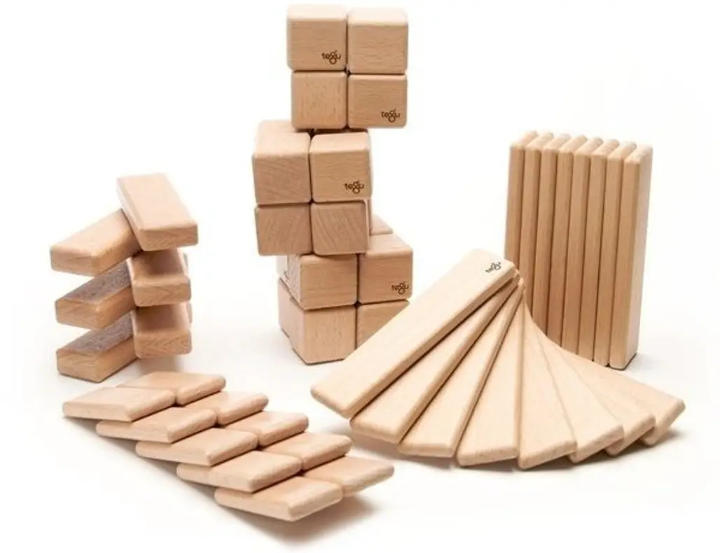 52 Piece Original Magnetic Wooden Block Set, Natural