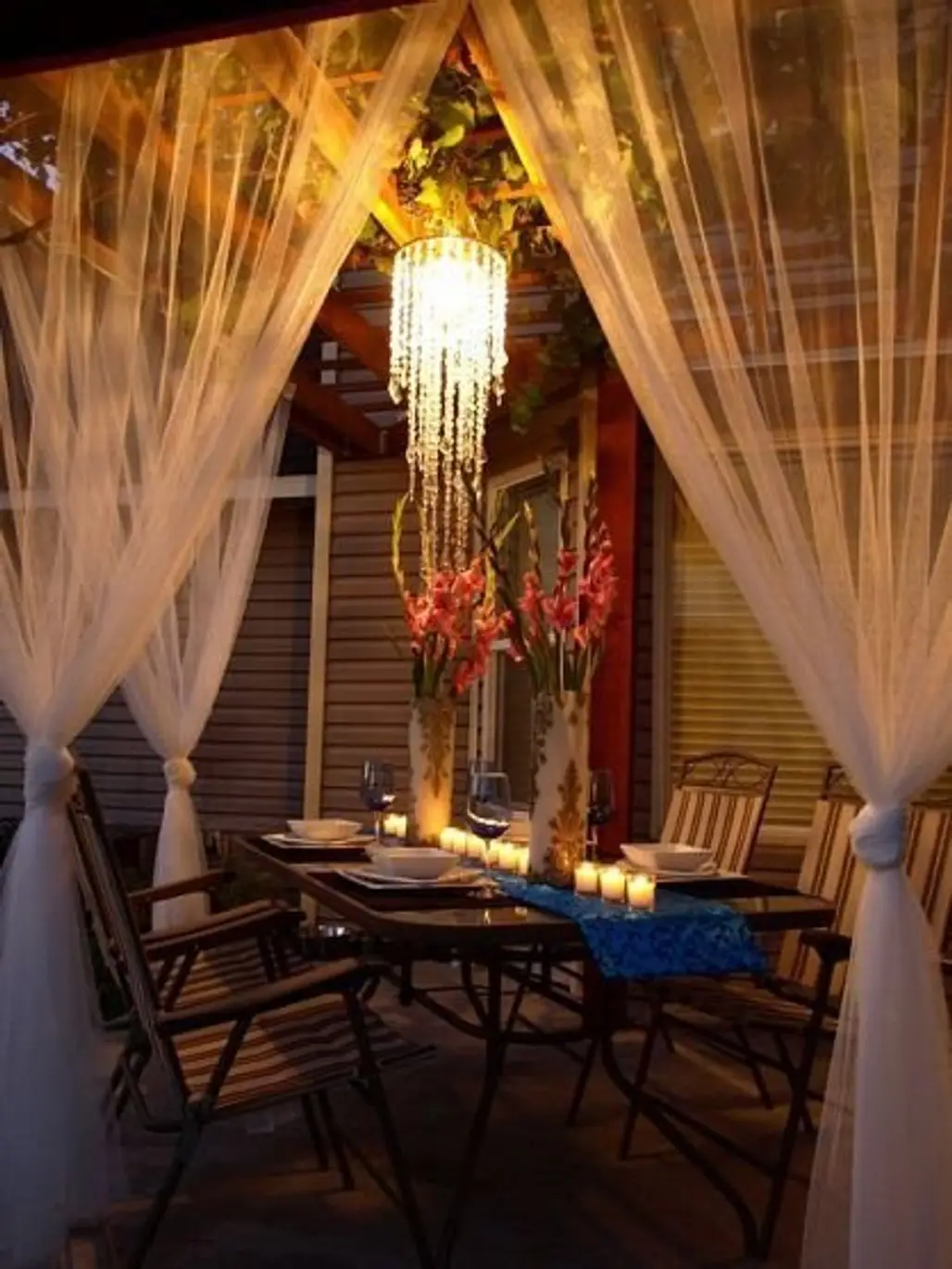 Hang Curtains to Create a Dining Room Feel outside