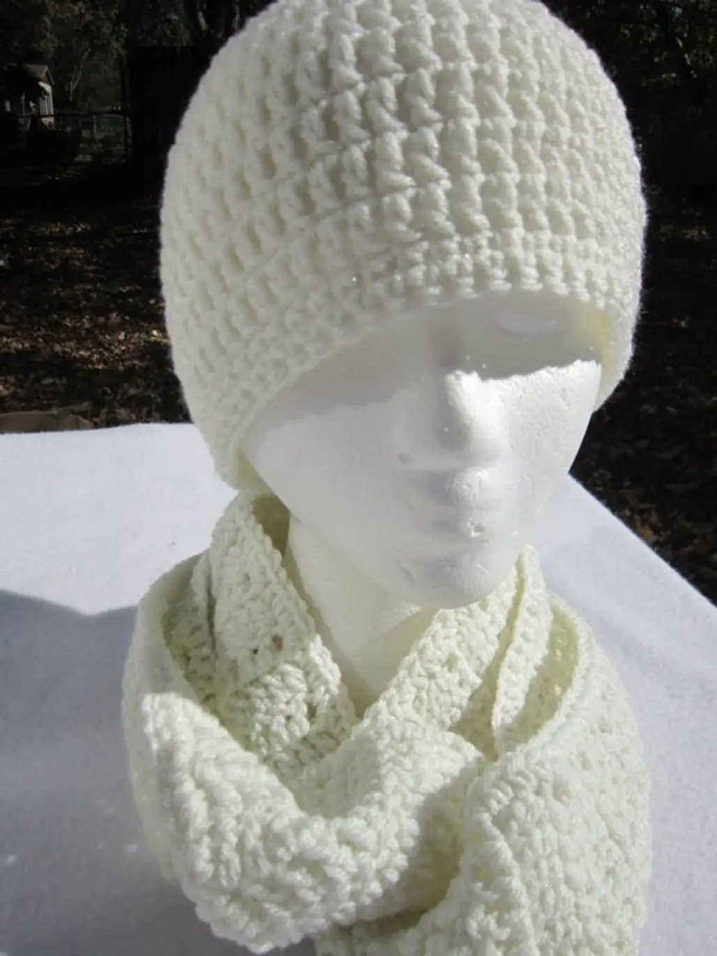 Crochet Cream Scarf and Hat