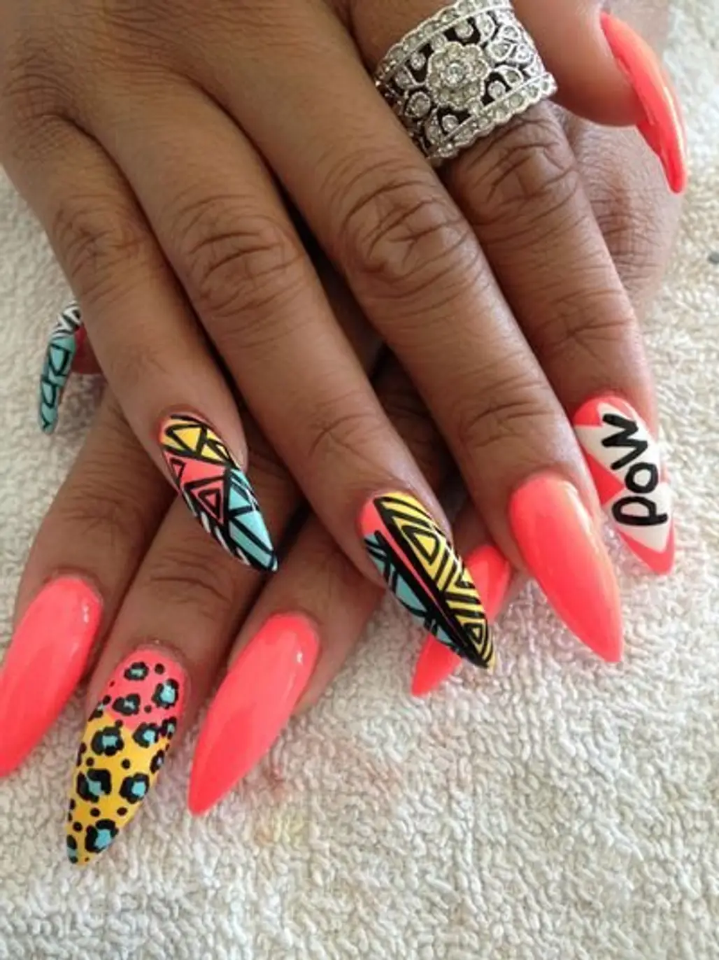 Neon Pointy Nails