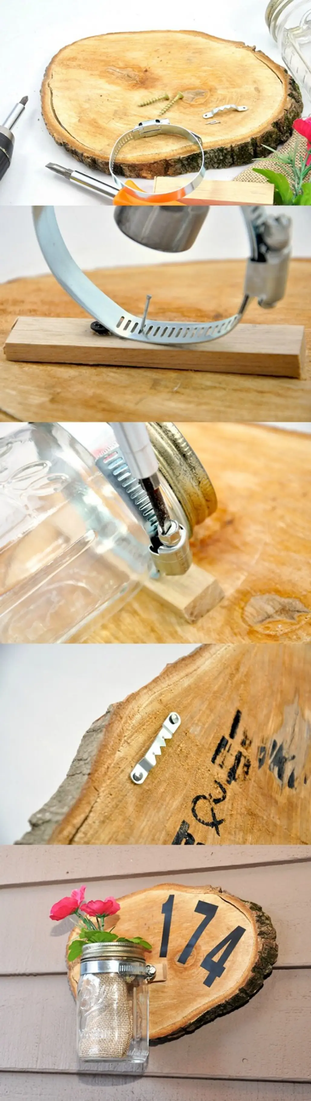 Mason Jar and Wood Slice