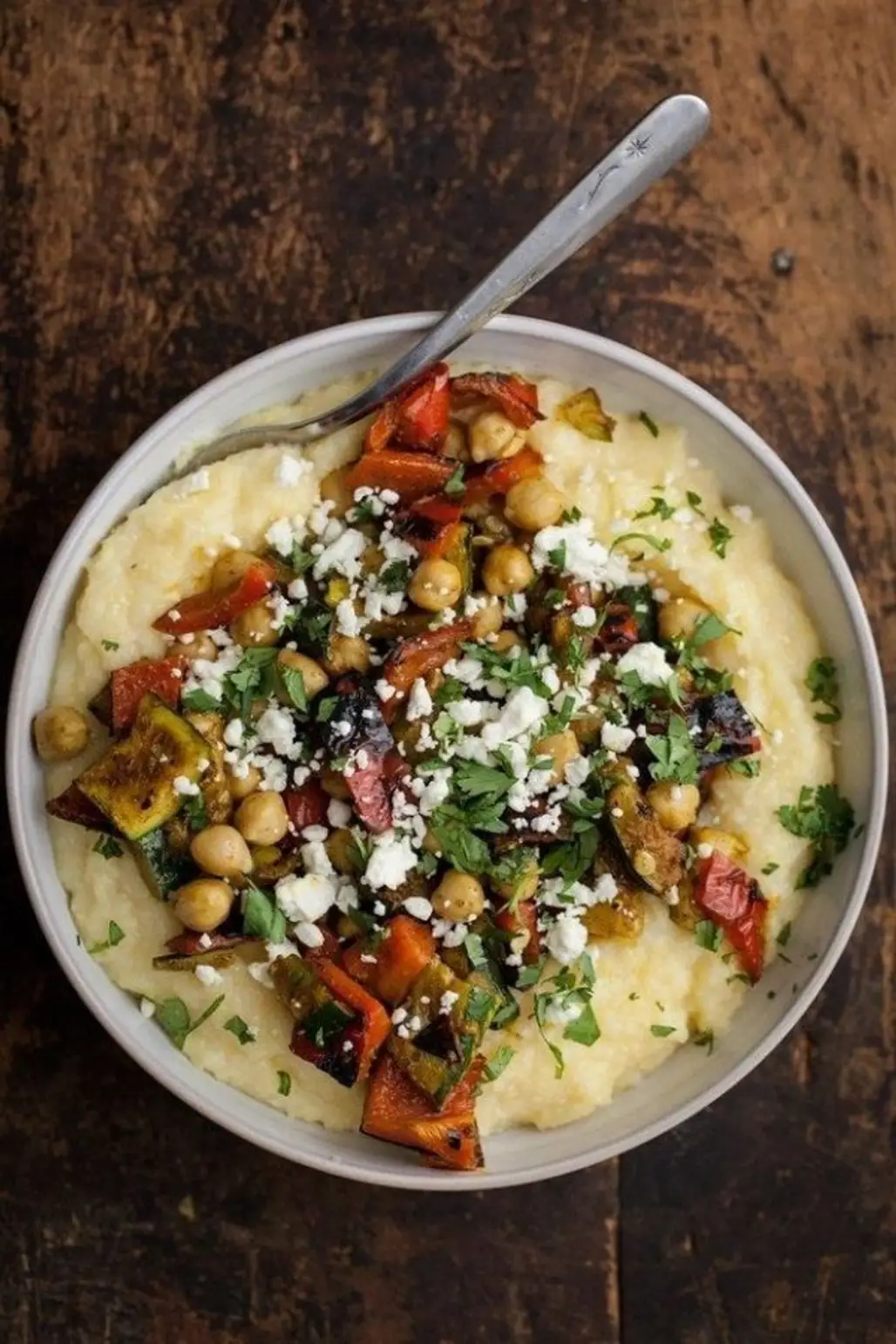Curry Grilled Vegetables with Chickpeas and Creamy Polenta
