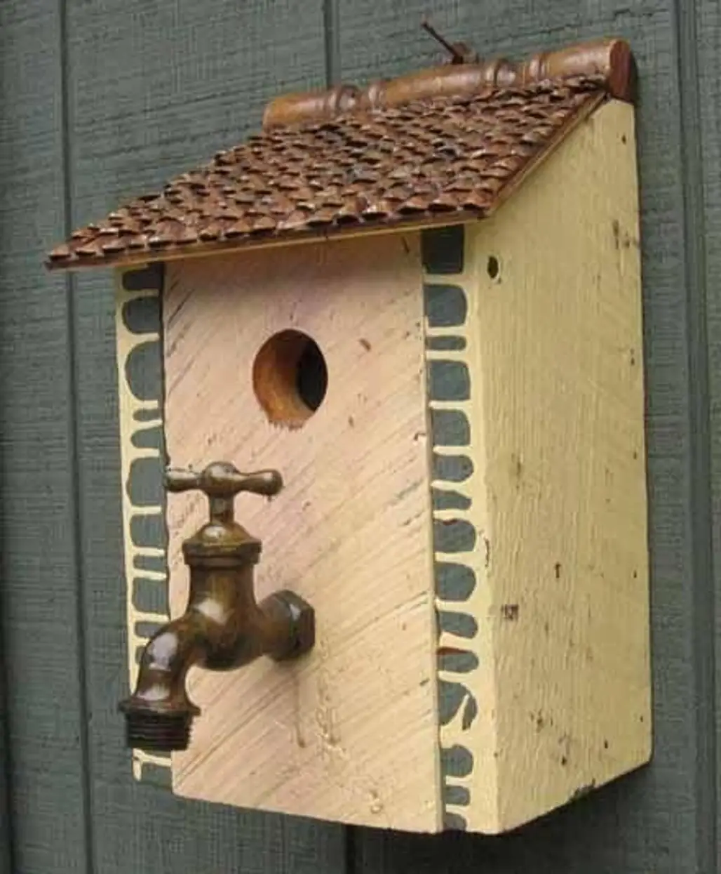 Birdhouse with Antique Faucet
