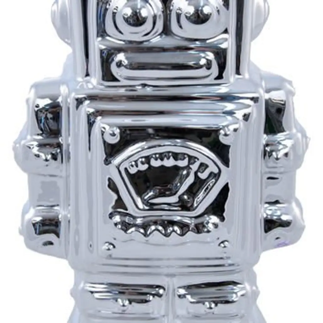 Silver Ceramic Robot Money Box