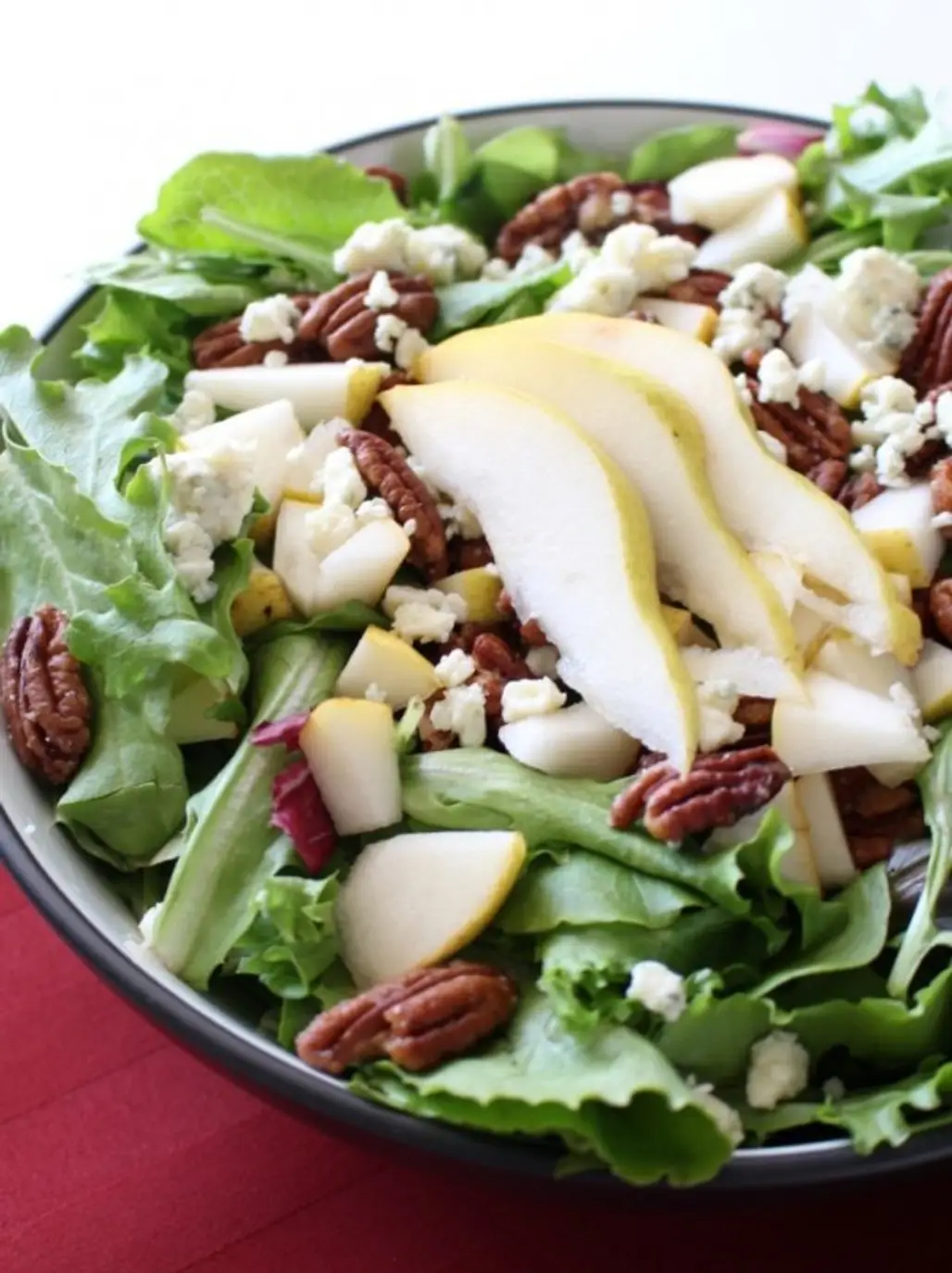 Pear, Pecan and Blue Cheese Salad with a Tangy Dijon Vinaigrette