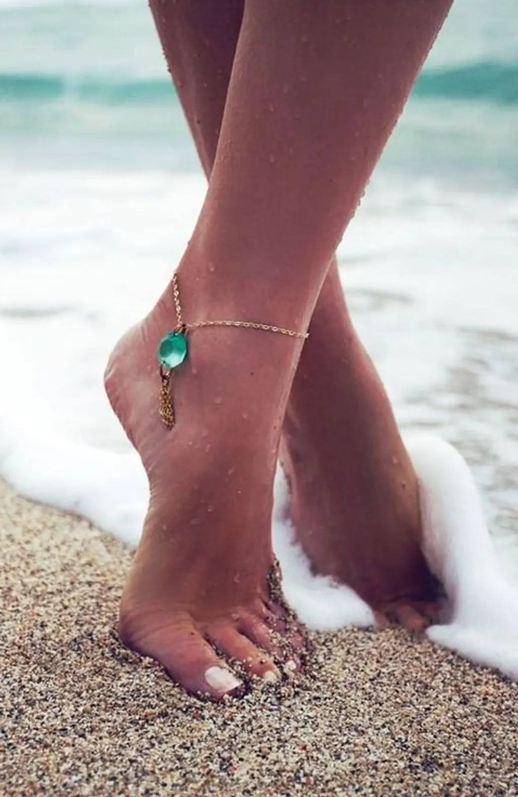 Aqua Gemstone Anklet
