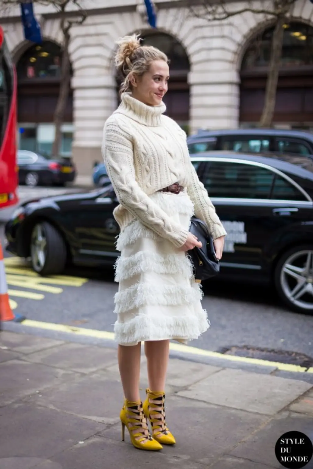 Turtleneck Sweater and a Ruffled Skirt