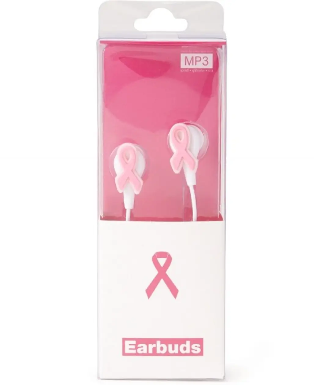FOREVER 21 Pink Ribbon Earbuds White/Pink One
