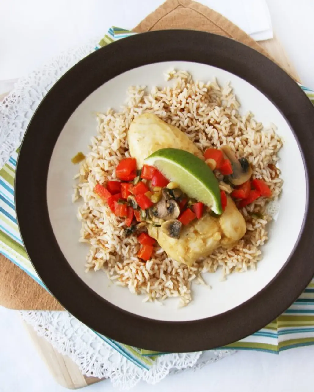 Pair a White Fish Fillet with Brown Rice and Steamed Veggies