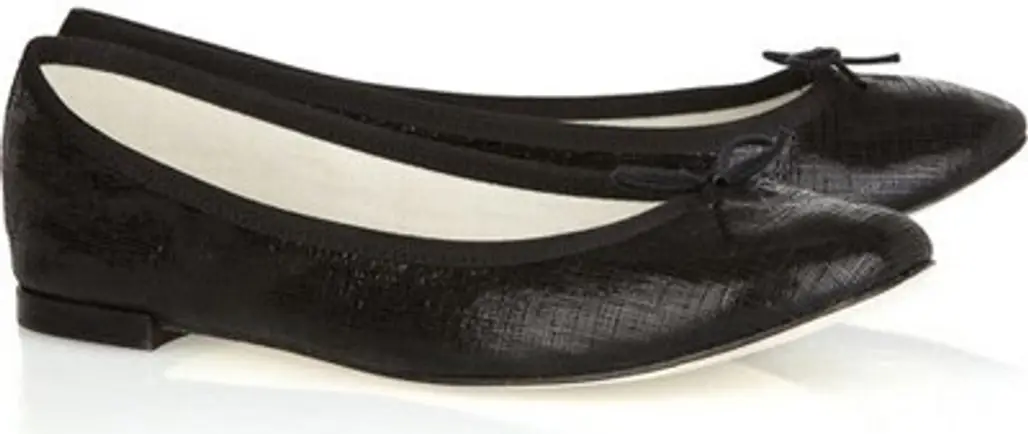 Repetto BB Textured-Leather Ballerina Flats