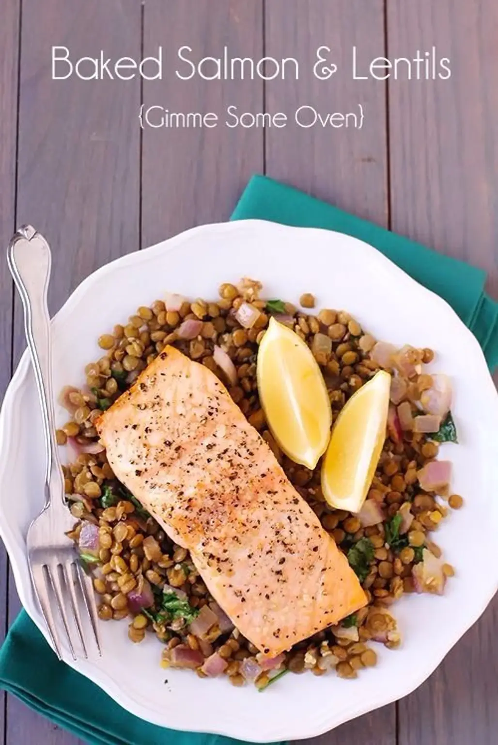 Baked Salmon and Lentils