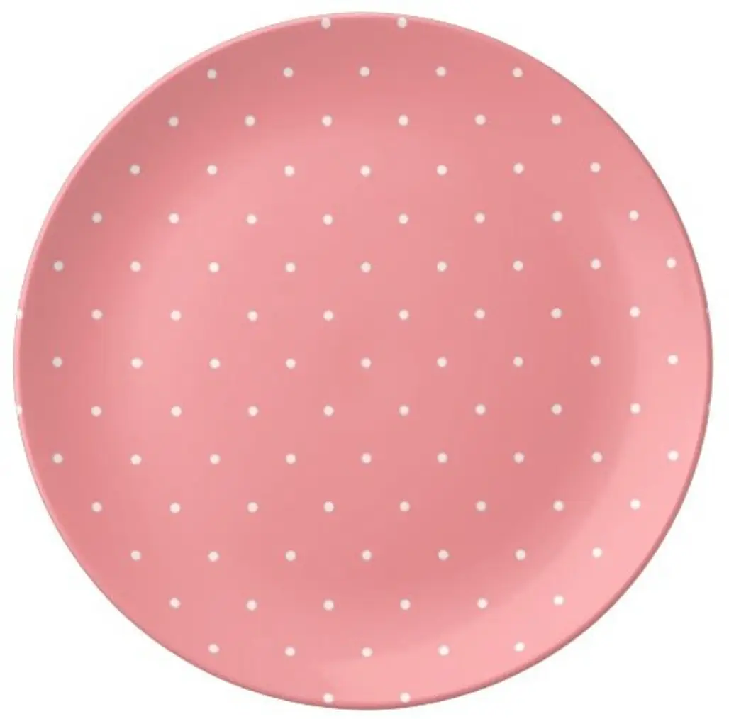 Coral and White Polka Dot Plate