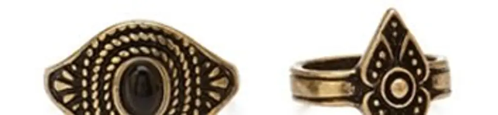 FOREVER 21 Etched Midi Ring Set Burnished Gold
