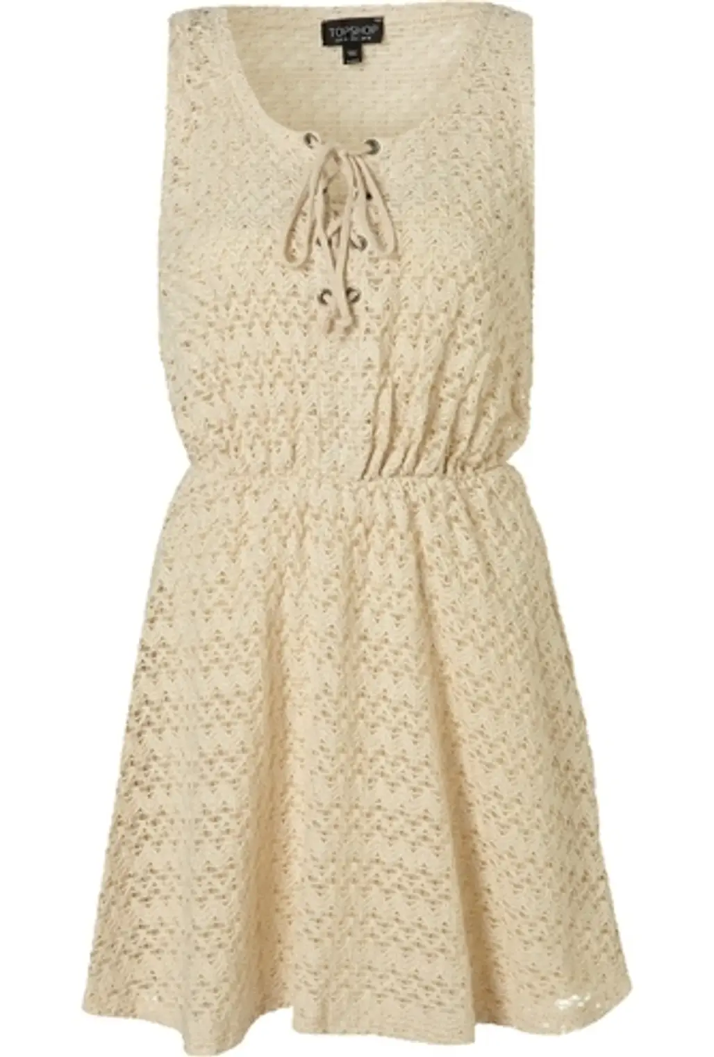 Topshop Cream Crochet Lace up Front Dress