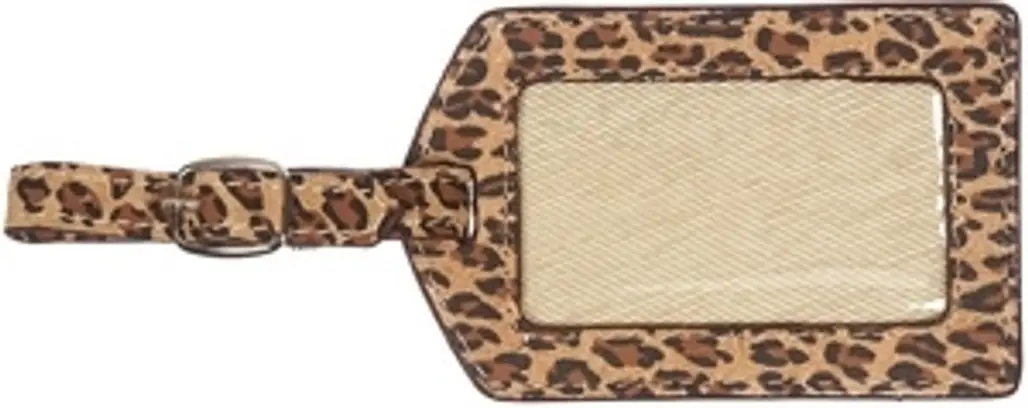 Topshop Leather Leopard Print Luggage Tag