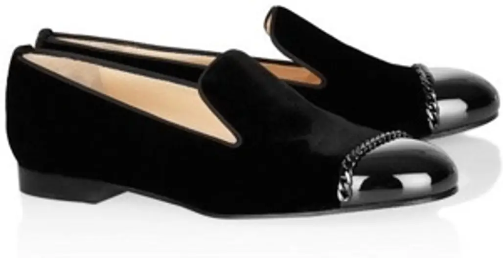 Christian Louboutin Leather and Velvet Loafers
