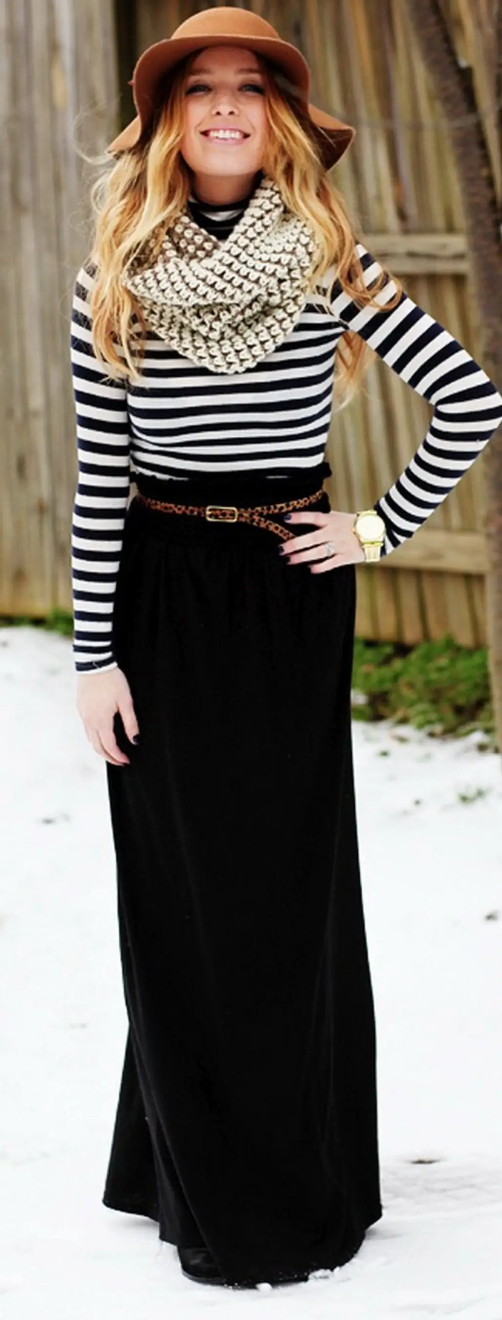 Floppy Hat and Maxi Skirt
