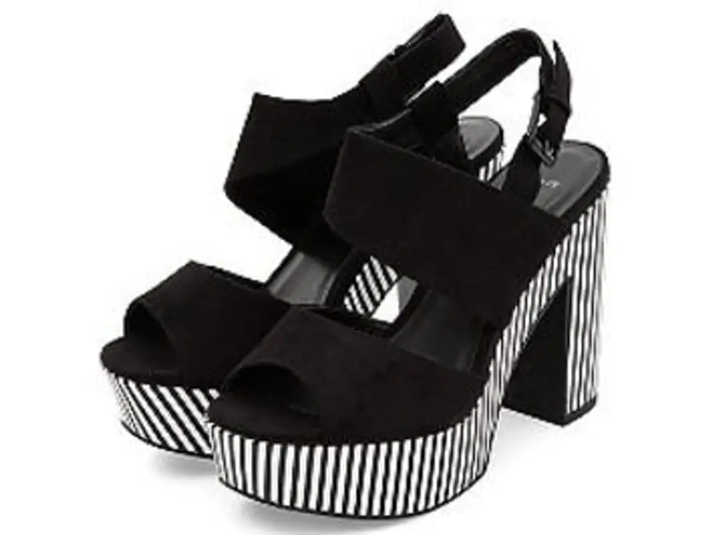 Wide Fit Black Stripe Print Platform Heels