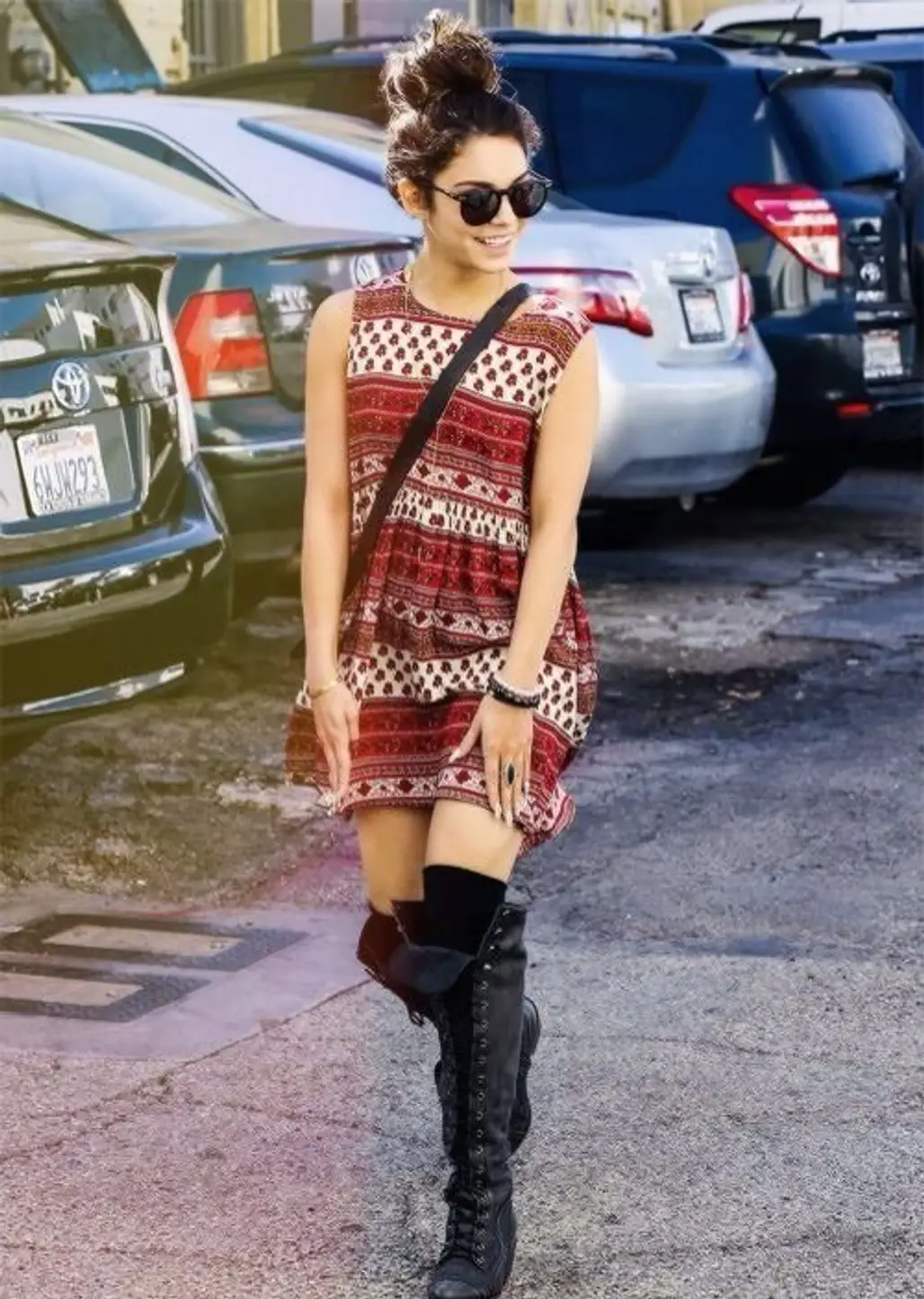 Bohemian Dress and Knee-high Boots