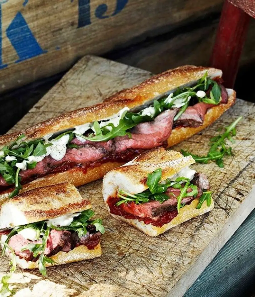 Rare Roast Beef Baguettes with Roast Tomato and Currant Chutney
