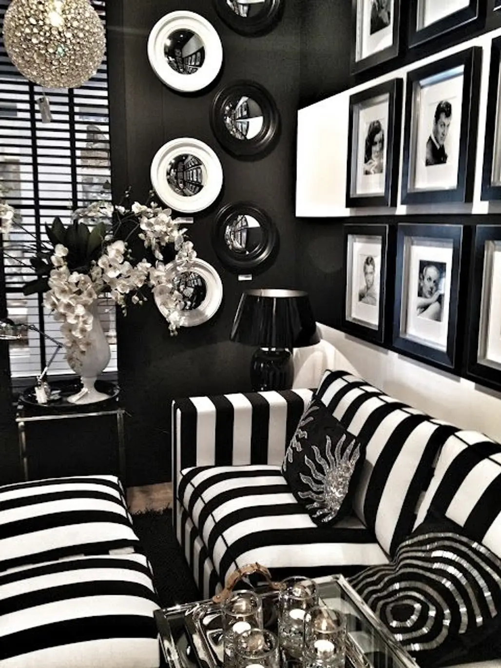 black, white, black and white, room, living room,