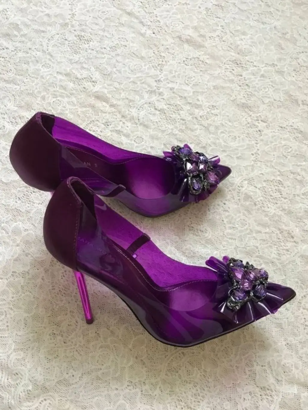 Footwear, Purple, Violet, High heels, Bridal shoe,