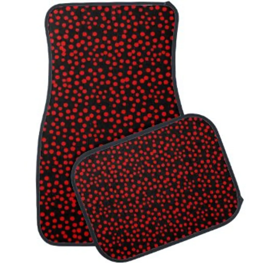 Red and Black Random Polka Dot Spots Car Mats