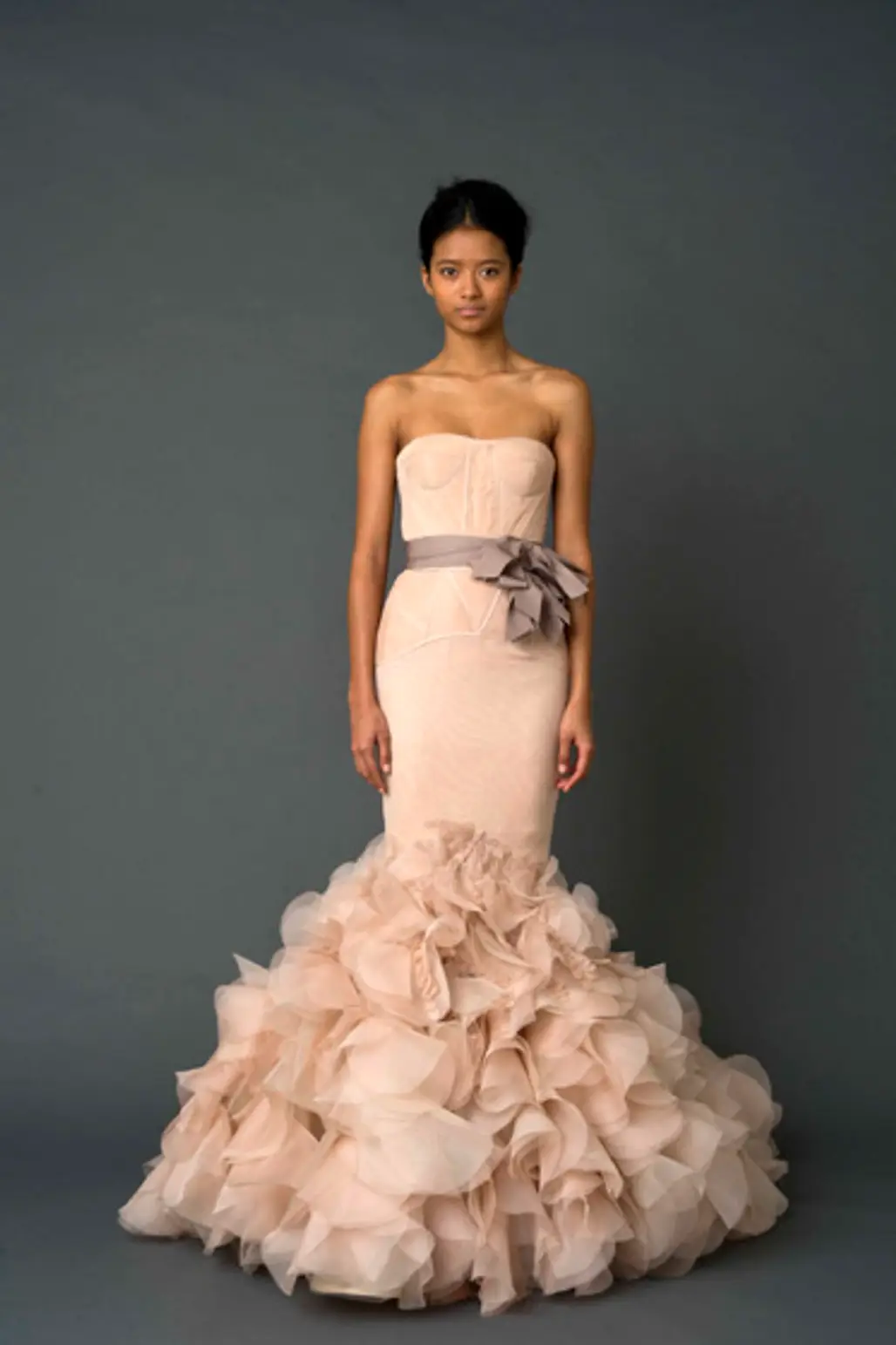 Vera Wang "Holly" Pink Strapless Mermaid Gown with Corset Bodice and Petal Skirt