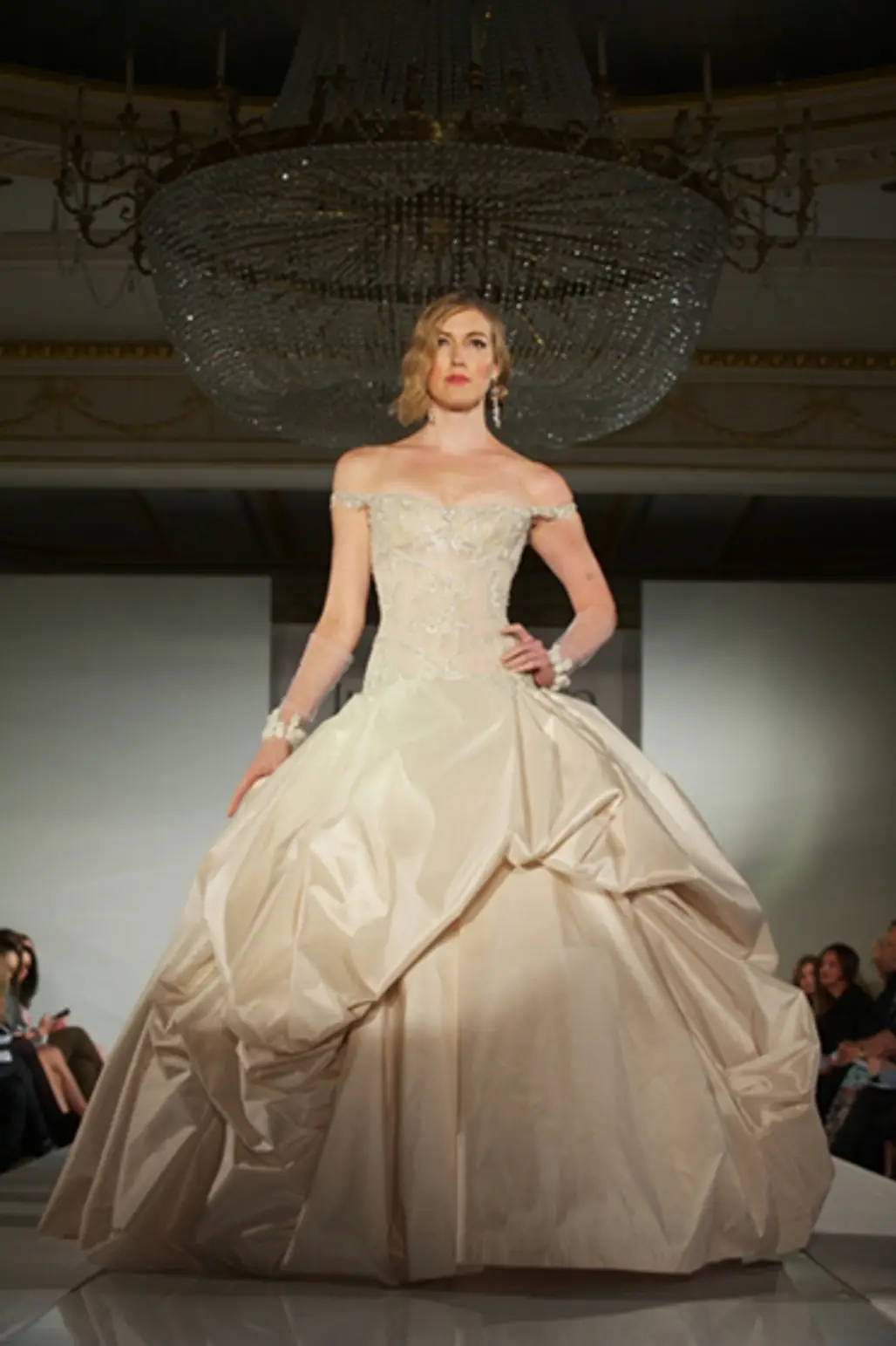 Ines Di Santo "Serendipity" Chai Taffeta Gown with Corset Bodice and Full Skirt